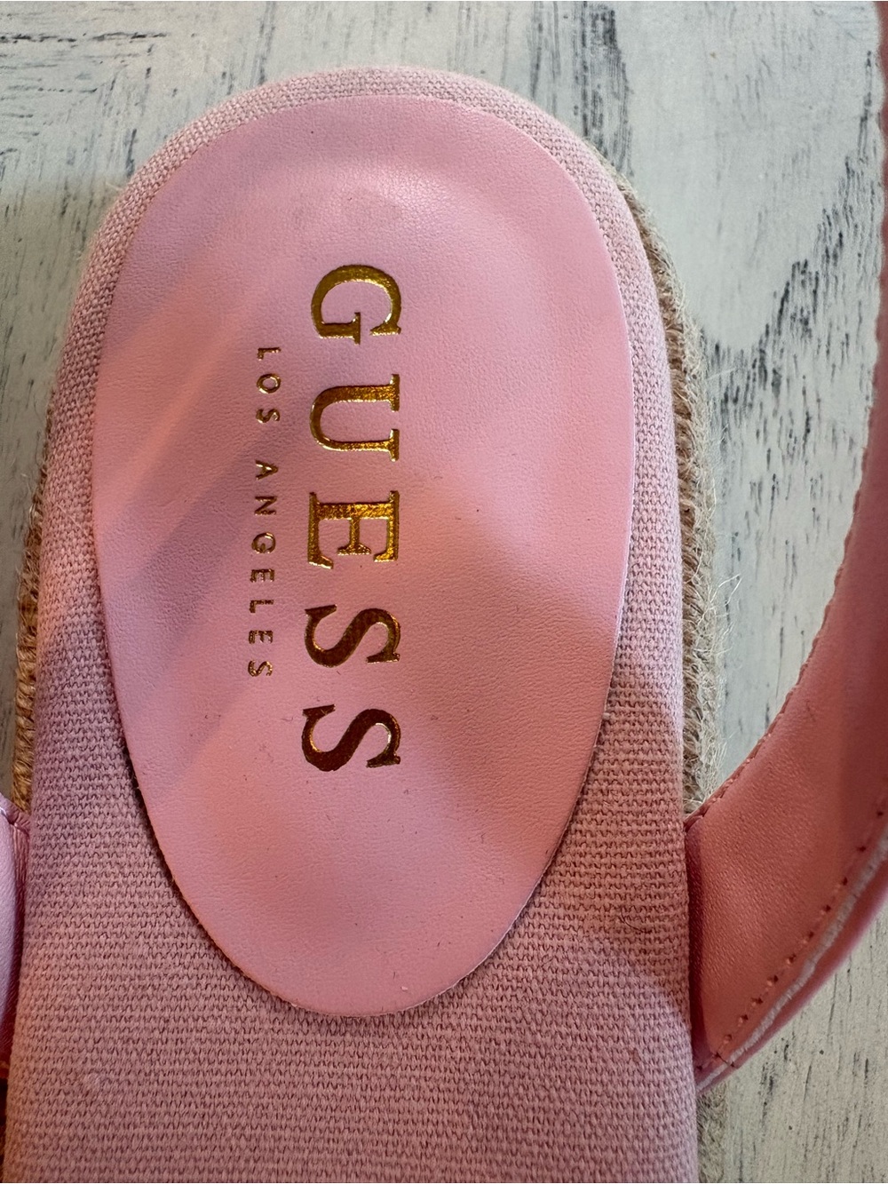 GUESS Pink Logo Espadrille Sandals with Ankle Strap and Jute Trim - Picture 5 of 10
